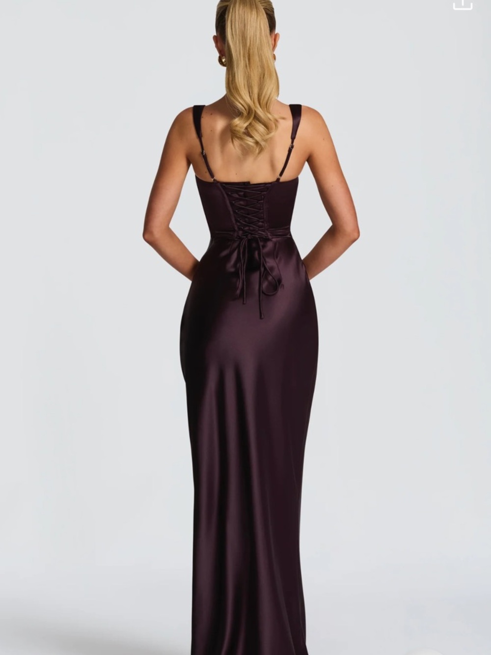 BABYBOO Satin Plum Maxi Dress - Picture 2 of 8